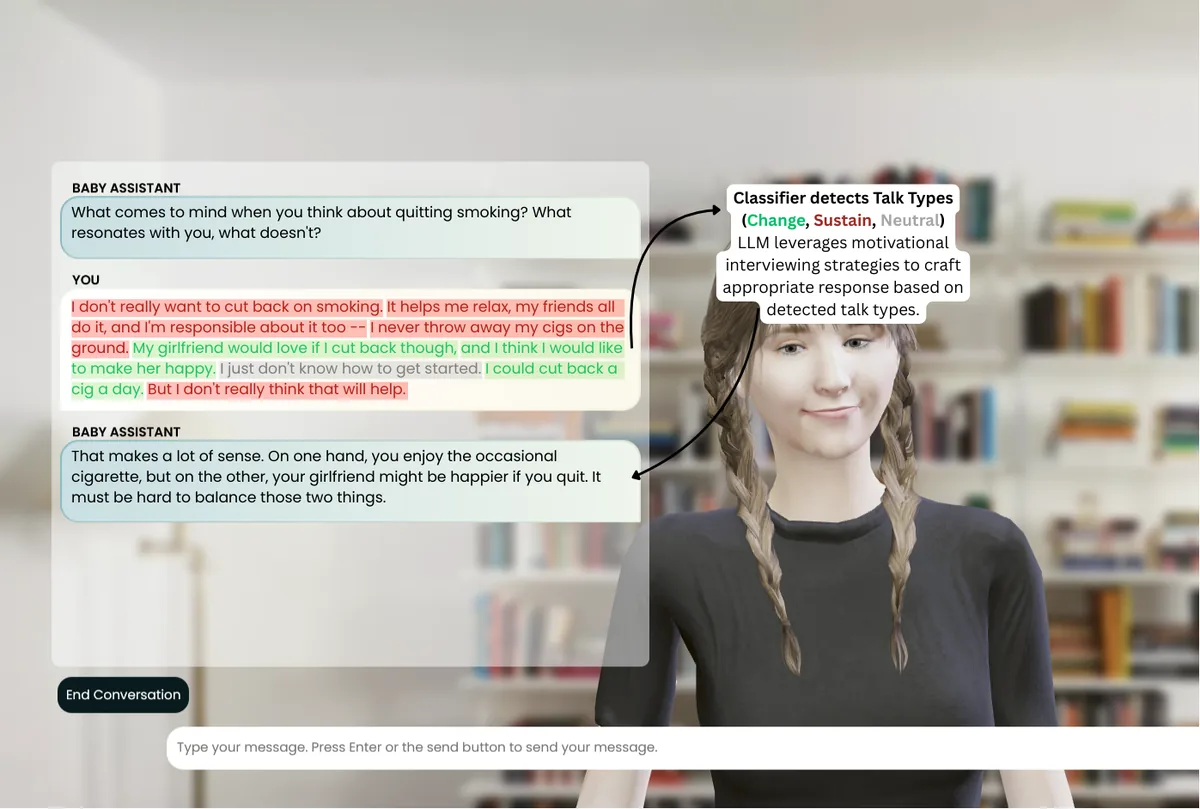 A chatbot that classifies change talk during a motivational interview