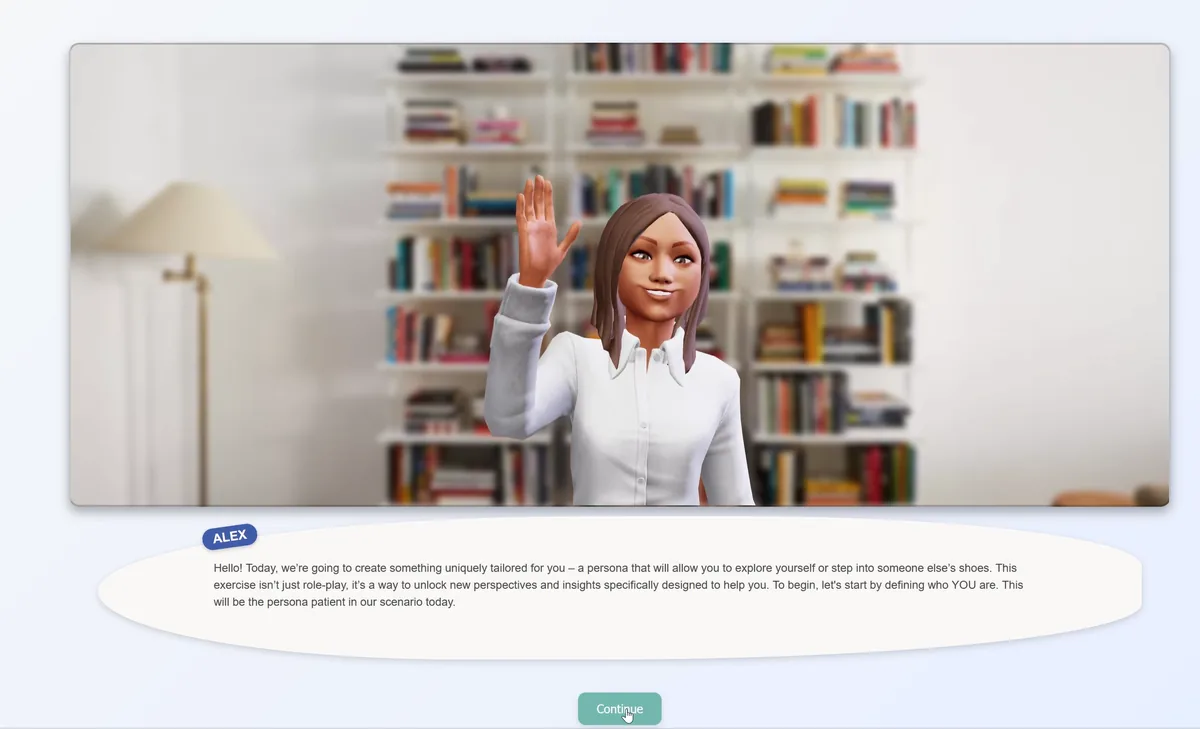 An embodied AI agent greeting a user